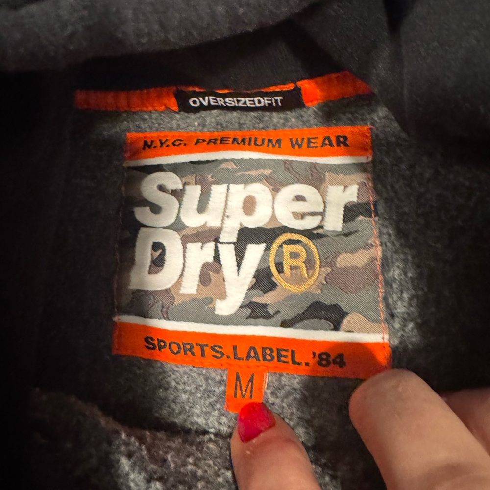 Superdry Black Pullover Hoodie with White Logo and Paint-Splatter - Picture 2 of 9
